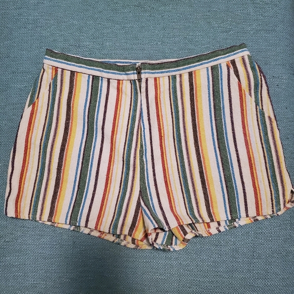 Striped high waisted flat front shorts - Picture 4 of 6